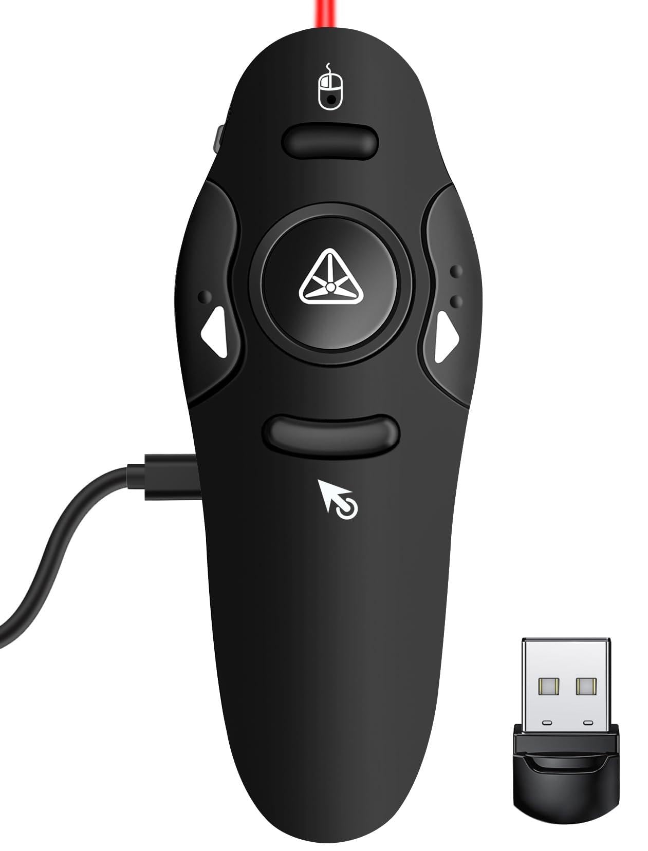 Air Mouse Clicker for Powerpoint Presentations, Rechargeable Wireless Presenter Remote Slide Advancer for Computer Laptop Office Classroom