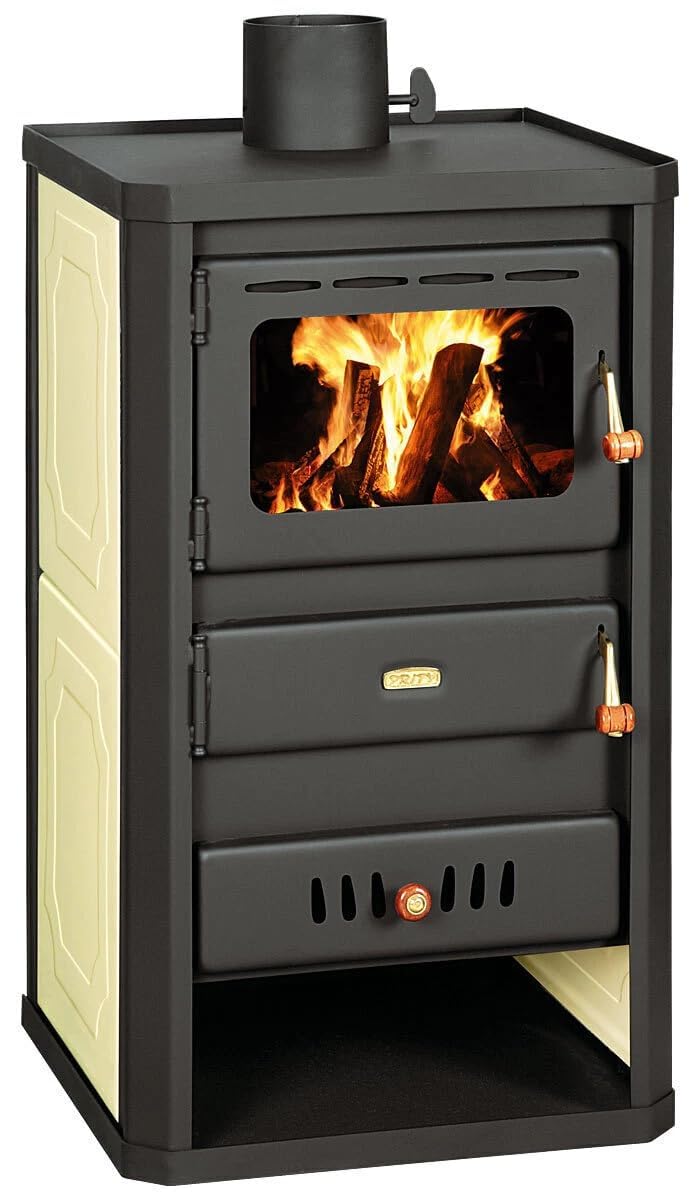 Stufa a legna Prity S2 W10 con rivestimento ad acqua, 10 kW, riscaldamento centralizzato, certificato CE, bruciatore a legna migliorato, conforme alla norma EN