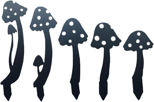 Metal Mushroom Yard Art Garden Decorative Stake Silhouette Statue Decor