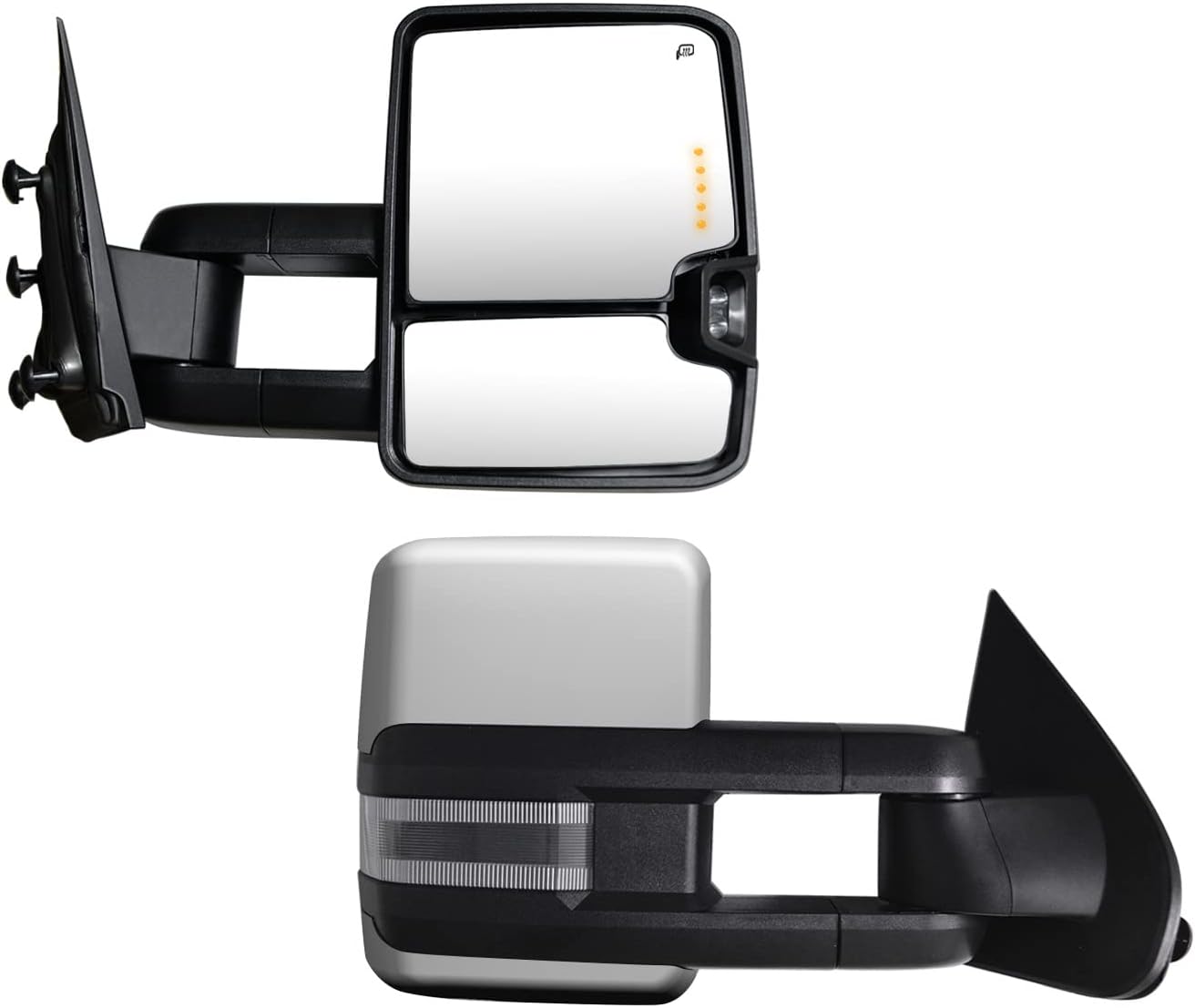 Towing Mirrors Compatible with 2014 2015 2016 2017 2018 Chevy Silverado GMC Sierra 1500 2500 HD 3500 HD Side Mirrors with Power Heated Turn Signals Clearance Lamp, Running Light Pair Set Chrome