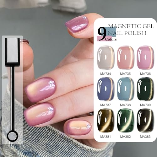 Set de 12 esmaltes gel cat eye nude con imán miniatura 4