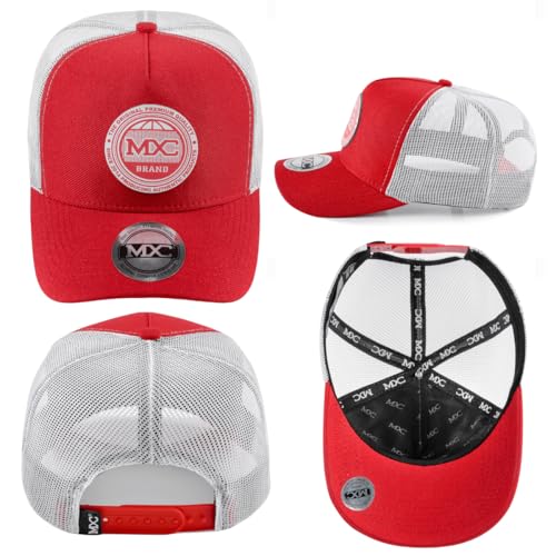 Kit 3 Boné Aba Curva Masculino Redinha Telinha Trucker MXC BRASIL (BR, Alfa, Único, 1 Vermelho/Branc