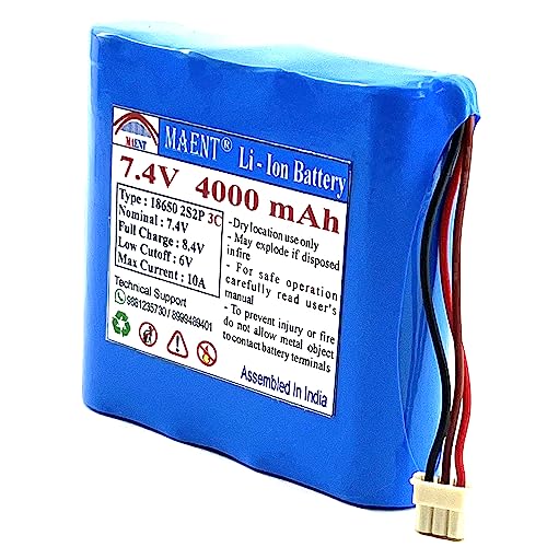 Image of MAENT 7.4V 18650 Lithium ion Rechargeable Battery 2S2P 2 Wire 5264 POS 8.4V for Electronics Toys Lighting Equipment POS Swipe Machine - 3C Rated (3 Pin POS Connector, 4000 mah)