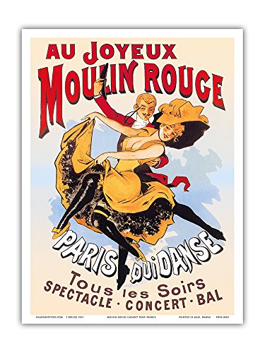 Au Joyeux Moulin Rouge (Happy At The Moulin Rouge) - Dance Cabaret - Paris, France - Vintage Theater Poster C.1890S - Master Art Print 9In X 12In #TOP8