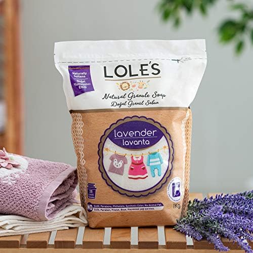 LOLE'S Natural Granule Soap for Laundry - Lavender (1000g). Plant Based, Eco Friendly, Natural Ingredients. Suitable for Newborn and Baby clothes. Vegan Friendly