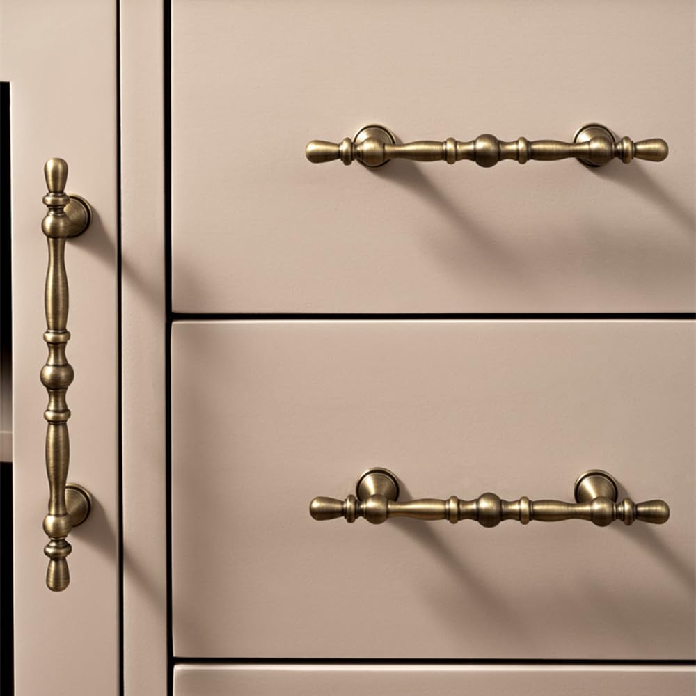Maniglie per mobili in ottone antico, accessori per mobili da cucina, maniglia per armadio e cassetto, bronzo retrò, passo, fila, 96 mm