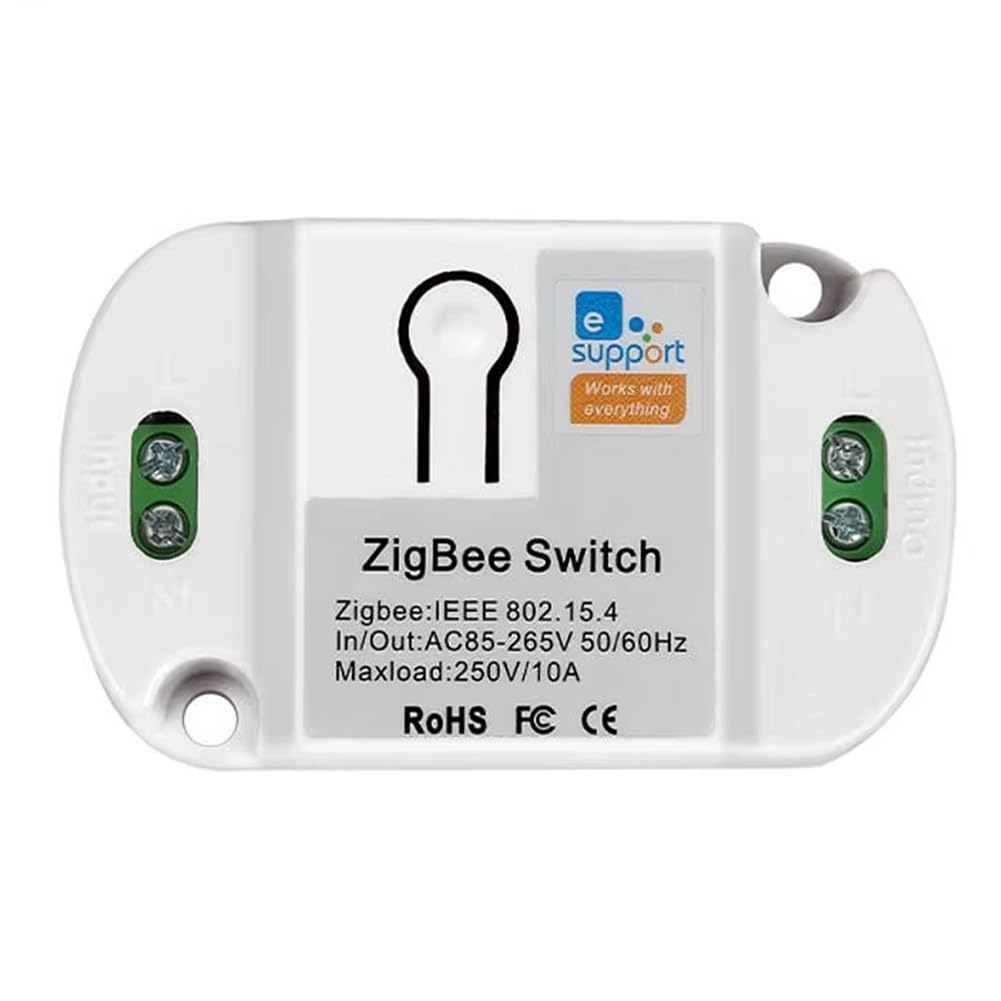 Jnchdghwa White Smart Switch 10A 265V Zigbee 3.0 Wireless Remote Control Voice App Automation, Smart Home Relay Module, Din Rail Installation