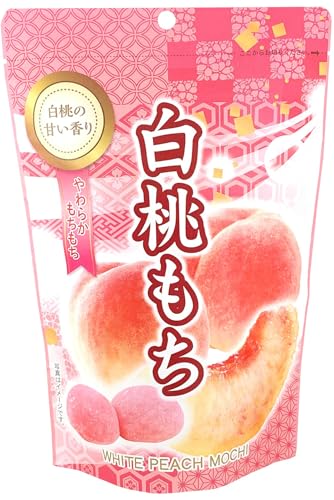 Mochi White Peach Traditional Japanese Rice Cakes, 130g, Soft Chewy Wagashi Sweets Estala