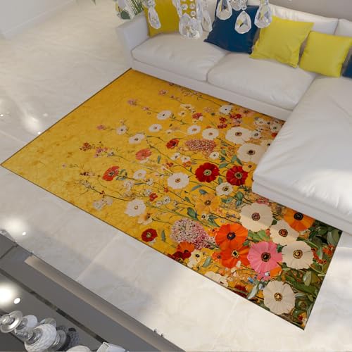 Tapis fleurs vintage 60x120cm lavable et antidérapant