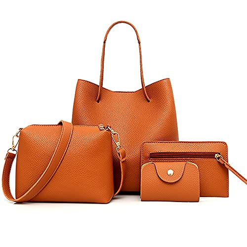 Jeauseul Women Fashion Handbags Wallet Tote Bag Shoulder Bag Top Handle Satchel Purse Set Handbags for Women 4pcs