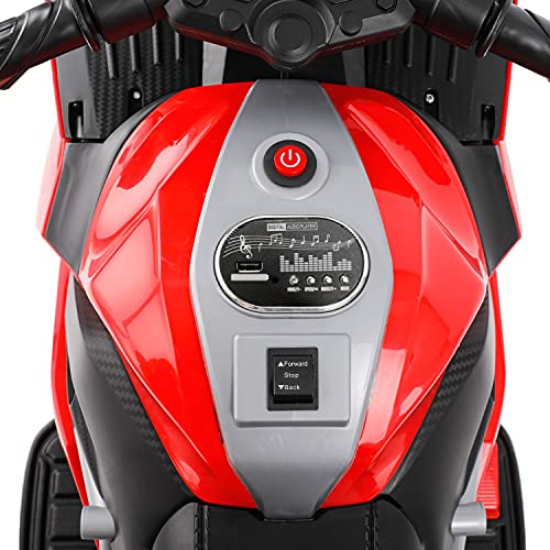 BABLE Motorcycle for Kids,12V Kids Motorcycle, Battery Powered Kids Ride On Motorcycle Bike, 3 Wheels Kids Ride On Electric Dirt Bike with Music Light,Ride On Toy for 3-8 Years Kids Boys Girls,Red