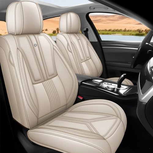 Image of Custom Car Seat Covers for Chevy Blazer 2019-2026,Easy Install,Beige | nappa leather seat protector,full coverage seat covers,all weather seat cover,waterproof,anti-slip,easy clean,2 seat Standard