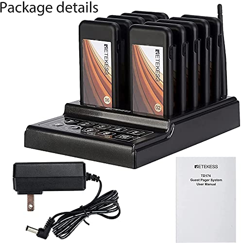 Retekess Td174 Restaurant Pager System, Long Working Distance Pager, Restaurant Waiting Buzzers,10 Guest Pagers For Food Truck, Restaurant, Food Court #TOP6