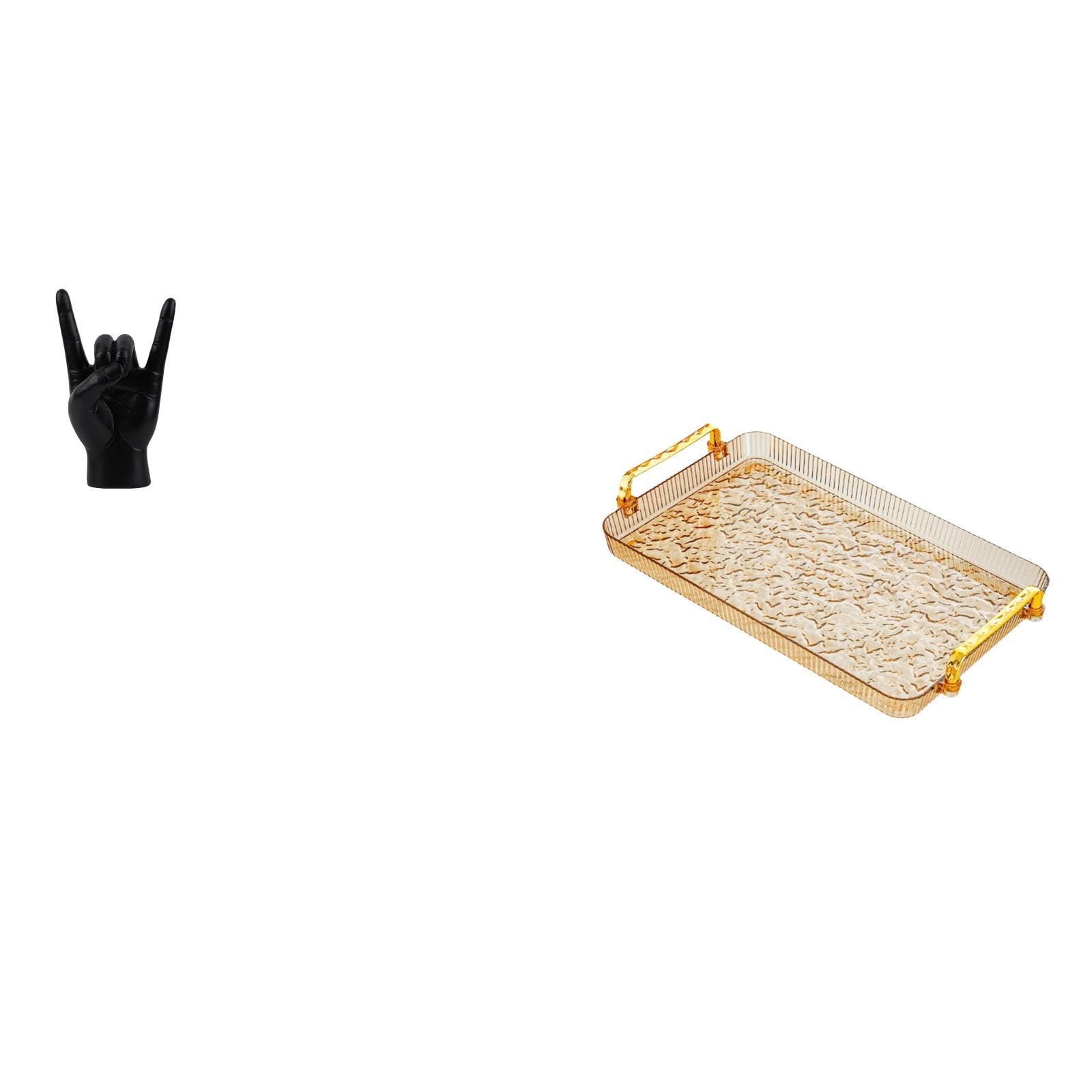 SECRET DESIRE Rock Hand Gesture Statue Sculpture for Apartment Bedroom Restaurant Decor Dessert Plate Coffee Table Tray with Handle Jewelry Storage for Dining Room Housewarming Home Party-image-18