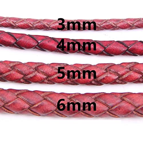 Cordón de cuero legítimo trenzado de 4mm para fabricación de joyas de alta resistencia 8