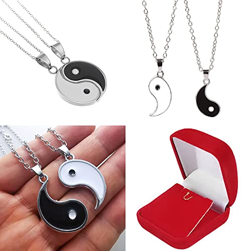 Colar Yin Yang (par) Aço Inoxidável com Caixinha de Veludo Envio Grátis