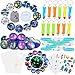 Outer Space Party Favors Supplies,Tattoo Sticker Bouncy Ball Bracelet Space Badge Luminous Ball Helicopter Flashlights Keychain Gift Bag Accessories Kit for Kids Birthday Party Gift,Stocking Stuffers