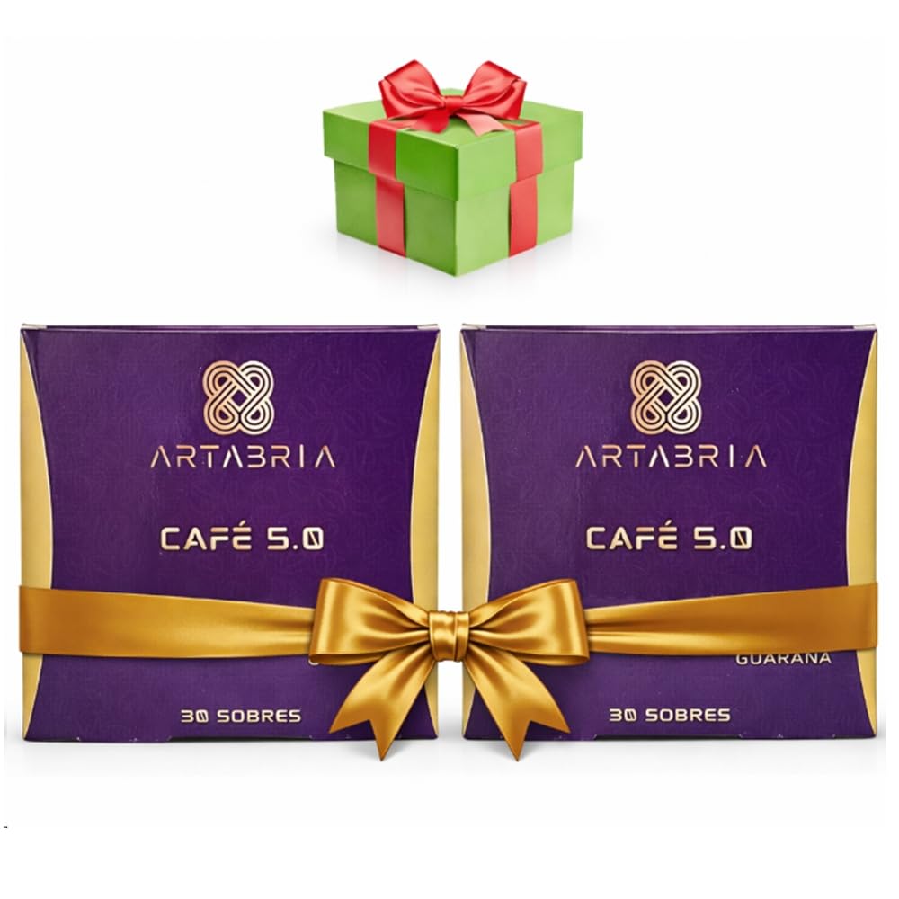 Cafe ARTABRIA 5.0 con Garcinia, Naranja Amarga y Guarana, 60 Sobres Individuales, Café Soluble, Estimula Metabolismo, Aumenta Gasto Energético + Regalo de Cortesía, Pack Hipnotik Casuality