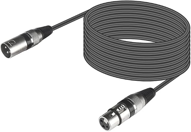 3-Pin XLR Male to Female Microphone Cable 5m /16.4ft, DMX Signal Wire Connection Cable Dmx Cables for Stage Light (Metal Connector)