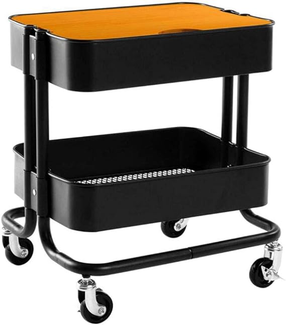 Trolley 2Tier Metal Utility Rolling Cart Storage Organizer With Cover