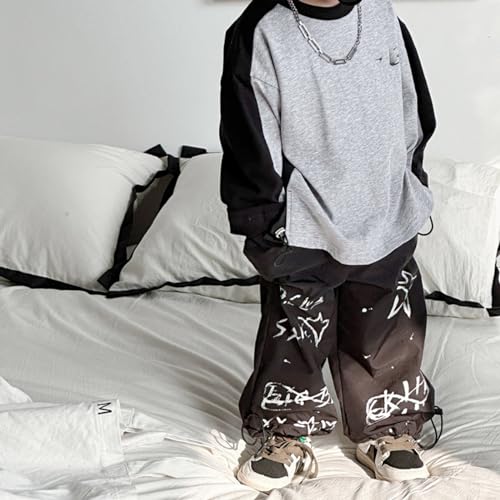 Toddler Boys Cargo Pants Elastic Waist Y2K Star Graphic Letter Printed Casual Joggers with Pockets Hip Hop Streetwear4