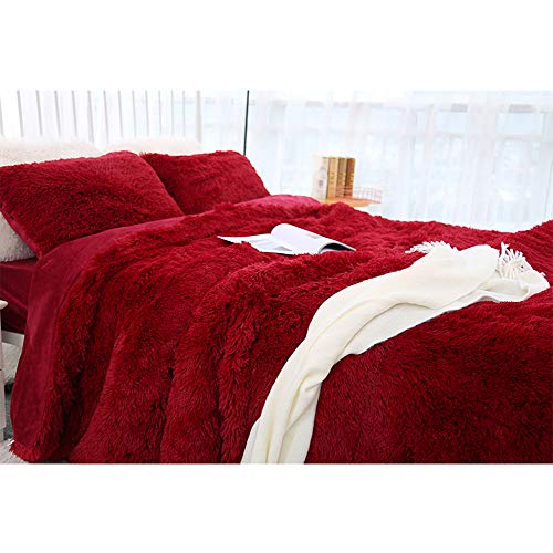 Hggzeg Super Soft Long Shaggy Throw Blanket, Elegant Cozy Faux Fur Decorative Throw Blanket for Couch Chair & Bed (Wine Red - Image 4