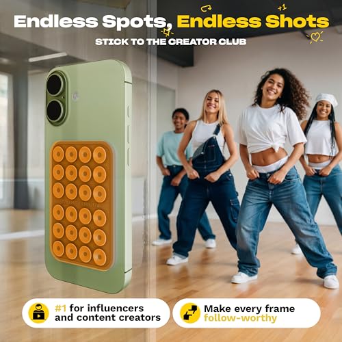 Image of OCTOBUDDY Classic - Silicone Suction Phone Case Adhesive Mount - Hands-Free, Strong Grip Holder for Selfies & Videos - iPhone & Android Compatible - 2.25″ x 3.25″, RED