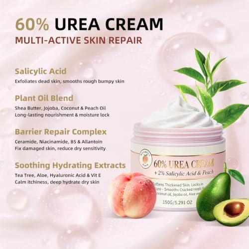 Urea Cream 60 Percent for Feet Maximum Strength, 2% Salicylic Acid, 5.29 oz — view 2