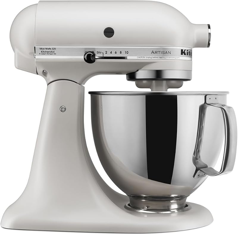 Batidora de pie Artisan con cabezal inclinable de 5 cuartos, KSM150PS, batido | Incluye protector de vertido para mezclar sin ensuciar, 10 configuraciones de velocidad, agregue ingredientes fácilmente con el diseño de cabezal inclinable