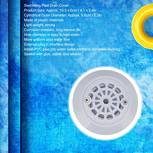 Pool Main Drain, Swimming Pool Drain Cover, Floor Drain for Underground Pool 2.4 Inch Water Outlet Draining Accessory - Image 3