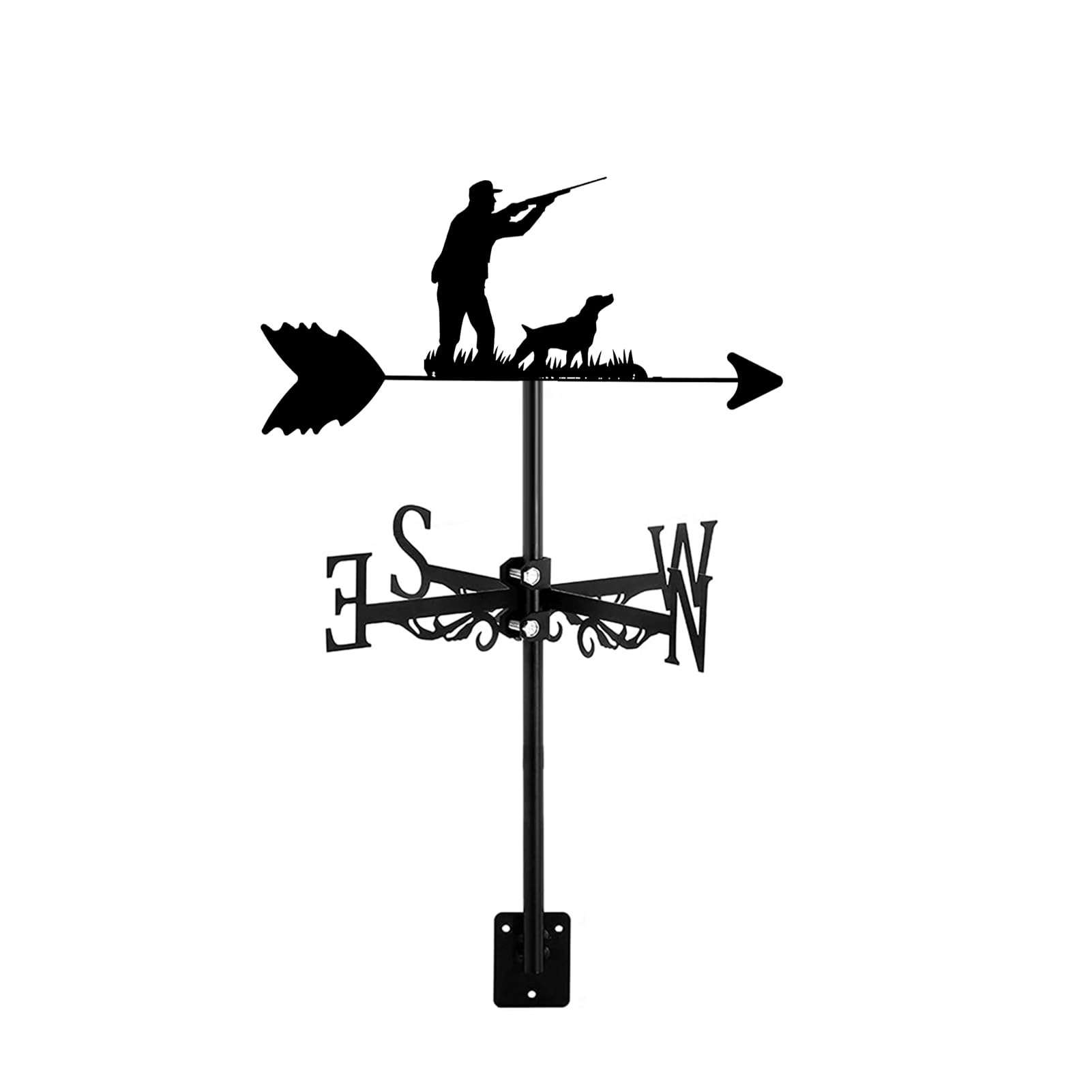 ZNEL Huntsmen With Shotgun Dog Metal Weathervane Exquisite Garden Stake Weather Vane Easy Measuring Tool Garden Yard, Hunter Hunting Dog