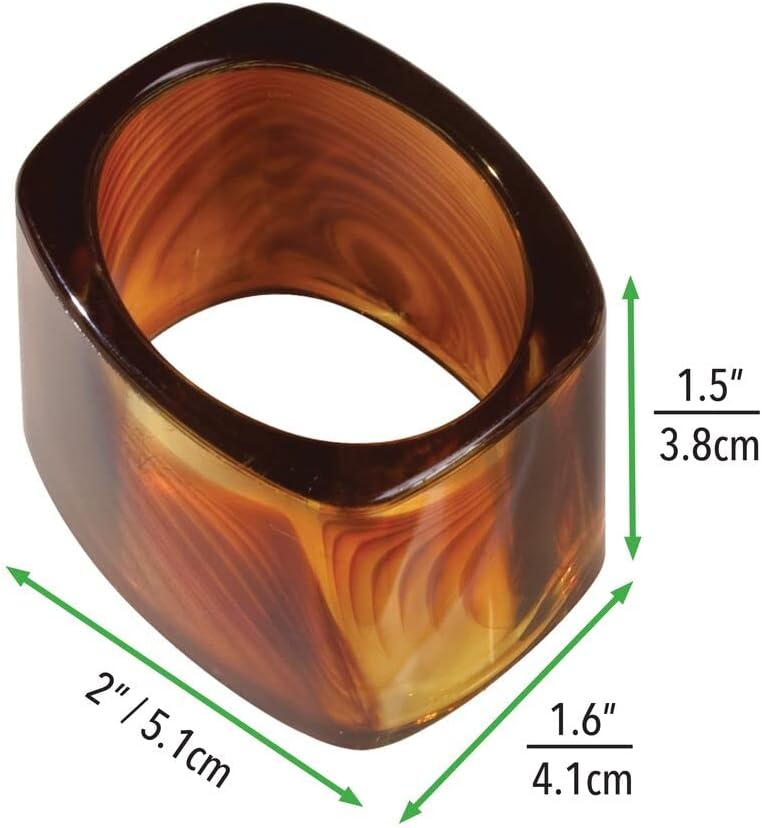 mDesign Modern Plastic Napkin Rings for Place Settings - Use at Home, Kitchen, Dining Room, Dinner Parties, Luncheons, Picnics, Holidays, Weddings, Buffet Table - 8 Pack - Tortoiseshell Brown
