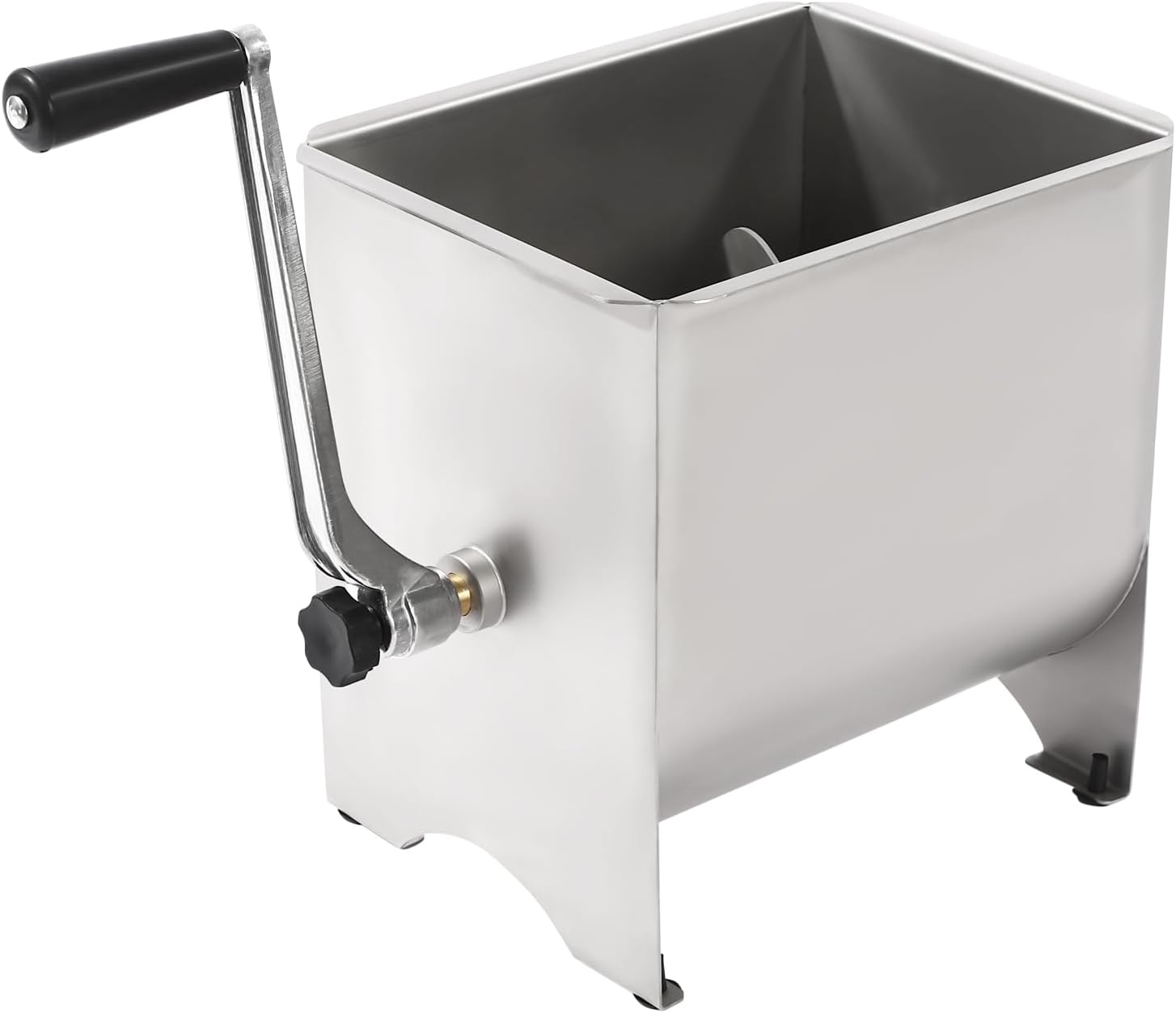 Manual Meat Mixer, 20 lbs Capacity Stainless Steel Tank Meat Processing Equipment, Sausage Mixer Machine with Lid and Handle, Ground Beef Hand Mixer, Silver