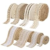 PH PandaHall 8 Rotoli 16m Nastro Iuta Naturale Beige 16m 25~60mm Nastro Rustico con Pizzo ...