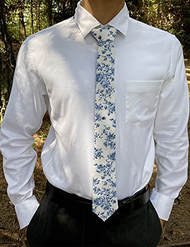 Image of Kebocis Mens Skinny Cotton Floral Tie for Men
