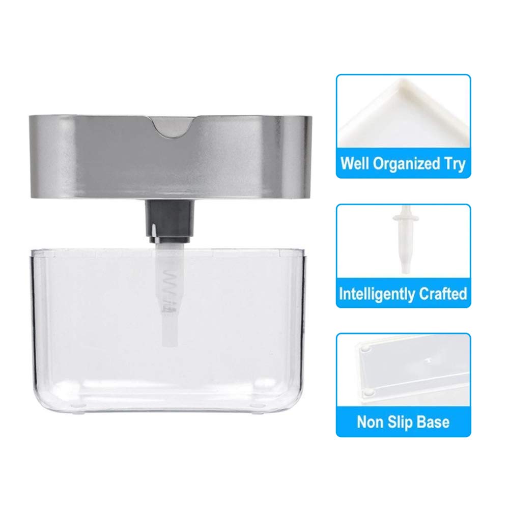 Dispensador de jabón con depósito de Esponja para Cocina, 2 en 1, Manual, de rción