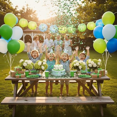 Image of Green Metallic Foil Confetti(0.59 inch) Round Dots Glitter Table Confetti for St.Patrick's Day Wedding Party Decorations,2.11 OZ per pack