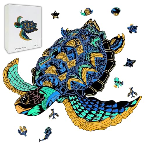 Image of MONKEYTAIL Whimsy Wooden Jigsaw Puzzle for Adults & Teens - Laser-Cut Pieces, 3D Puzzle Box as Birthday Gift for Boys & Girls - Brain Teaser, Home Decor & Family Game (TRTE, Size: Large)