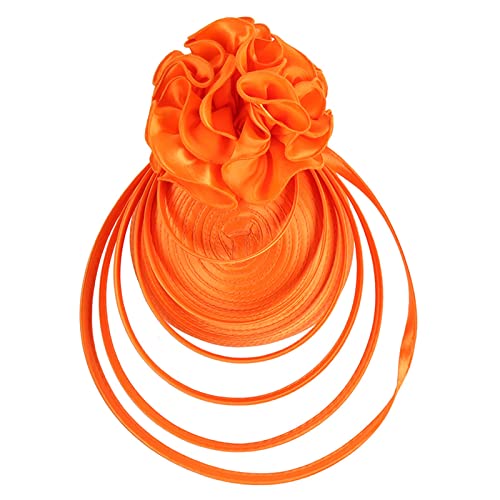 Kentucky of Derby Fascinator for Women Tea Party Silk Flower Straw Hat Hair Clip 1920s Flapper Headpiece Ladies Cocktail Bridal Headband Horse Racing Accessories Orange