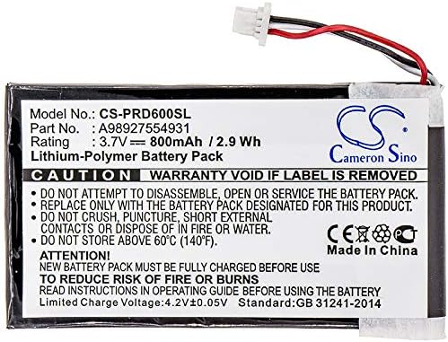 Cameron Sino Battery for Sony PRS-600, PRS-600/BC, PRS-600/RC PN:Sony A98927554931, A98941654402 800mAh / 2.96Wh