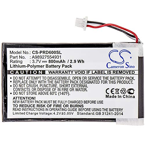 Cameron Sino Battery for Sony PRS-600, PRS-600/BC, PRS-600/RC PN:Sony A98927554931, A98941654402 800mAh / 2.96Wh