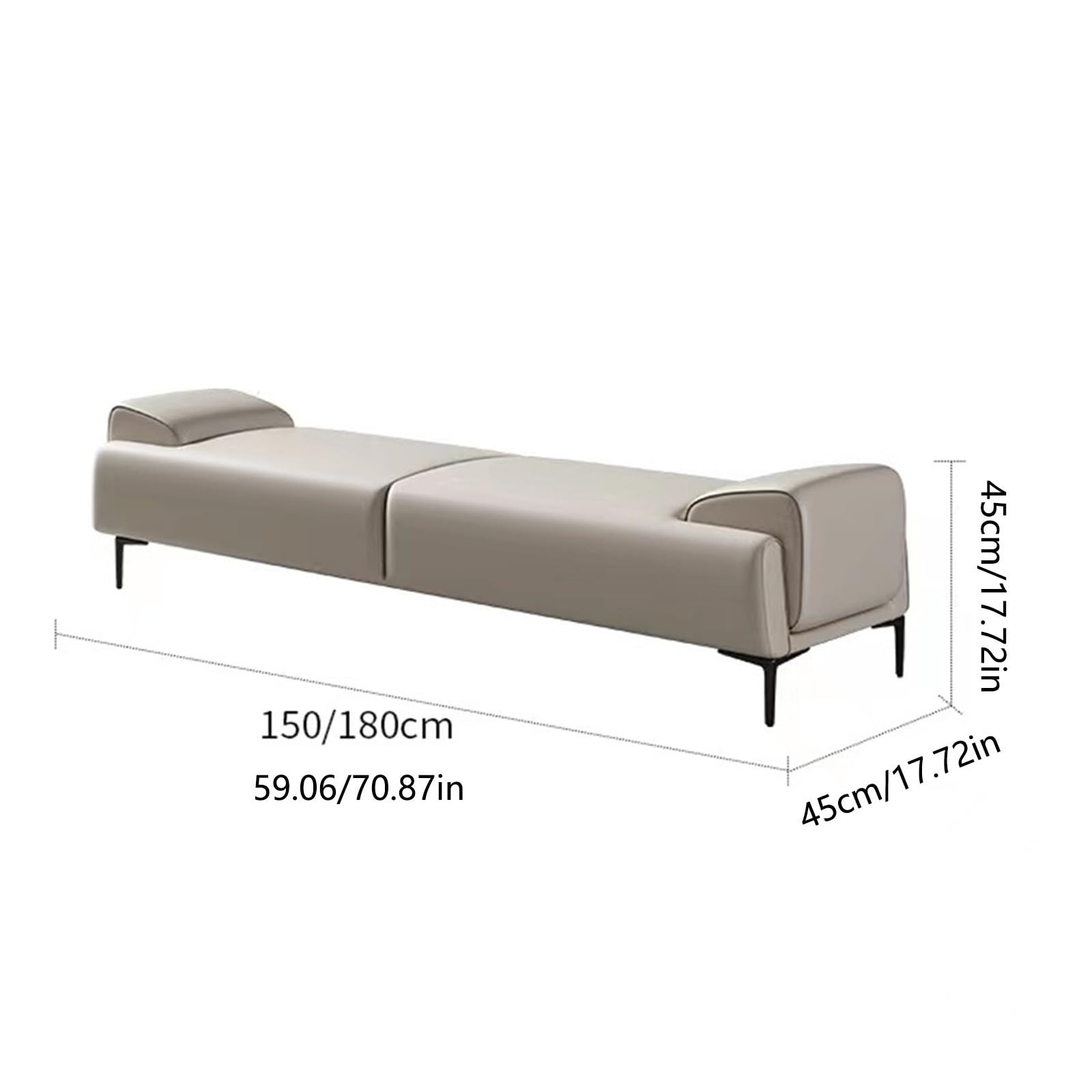 RENEESME Foot Stool for Bed Upholstered Footstool - End of Bed Stool for Makeup and Bedroom End of Bed, Leather Footstool with Armrests Bed Step Stools for High Beds(B,180 * 45 * 45cm)