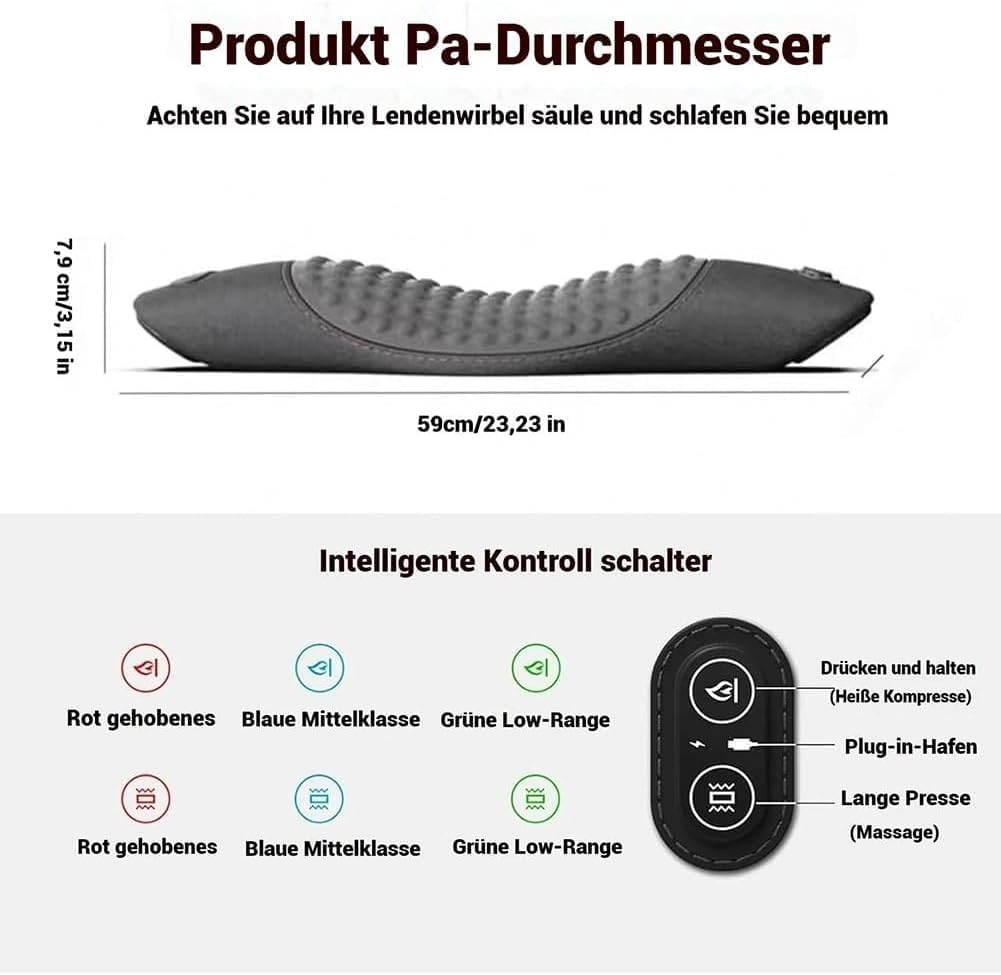 Vertacura 3-in-1 Rückenmassagegerät, Rückenstrecker mit 26° Ergonomischer Krümmung, Haltungskorrektoren und Rückenstützpolster, geeignet für Männer und Frauen