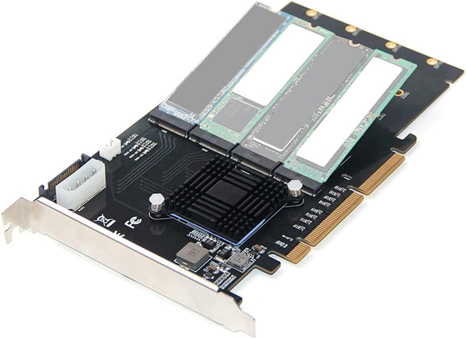 215 * 125mm PCI-E Adapter Card LM313 PCI-E 8X/16X to 4P M.2 (PCIe Protocol) Riser Card for NVME 2242 2260 2280 22110 SSD