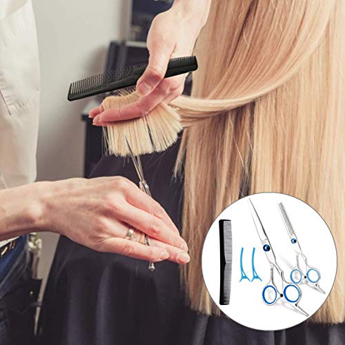 Professional Hair Cutting Scissors Shears Barber Thinning Set Kit- Family Hair Cutting,Barber Hair Cutting Tool Thinning Texturizing/Blue 6" #TOP4