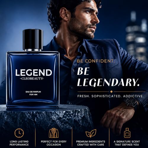 Image of TheCLEOBEAUTYCo LEGEND Eau De Parfum for Men | Long Lasting Luxury Perfume | Fresh Citrus, Aromatic Cardamom & Woody Amber Fragrance | Premium Men's EDP for Office, Party & Daily Wear | 50 ml