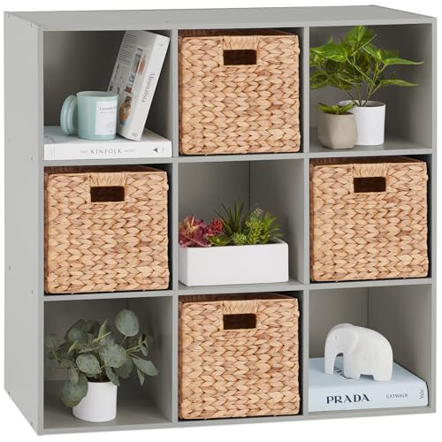 Image of Best Choice Products Kids Bookcase 9-Cube Storage Organizer, 11in Shelf Opening, Bookshelf, Toy Storage, Customizable w/ 3 Removable Back Panels – Gray