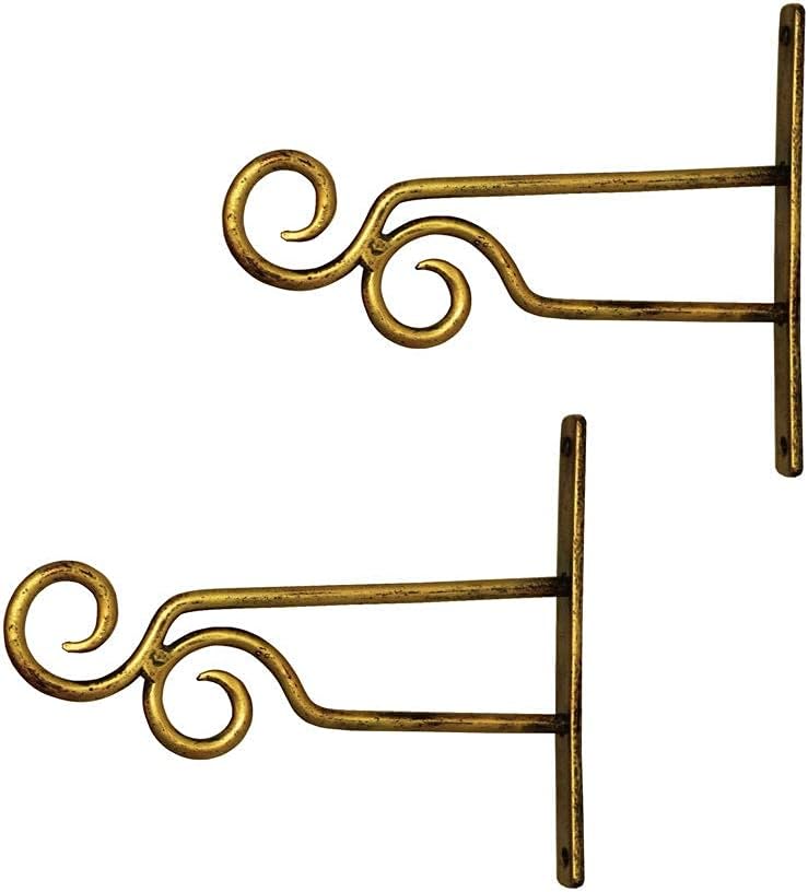 Jexmon Sadhubela Two Faced Wall Lantern/Diya Hangers - Set of 2 Hangers - Handmade Antique Golden Iron Craft