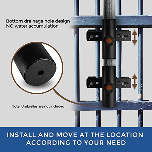 Vinazone Adjustable Deck Umbrella Mount - Clamp On Deck Rail Or Fence, Outdoor Universal Patio Umbrella Holder To Holding The Patio Umbrella (Set Of 2- Black) #TOP5