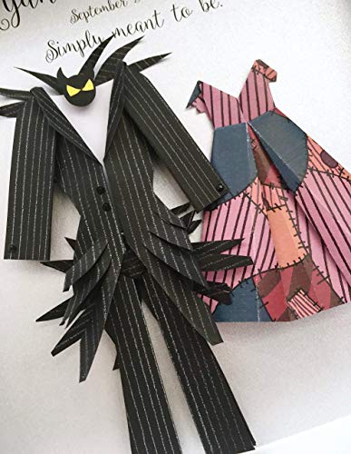 Nightmare Before Christmas Jack And Sally Wedding Gift, First Anniversary Gift Paper Origami Bride & Groom Shadowbox Frame Wall Art Gift #TOP4